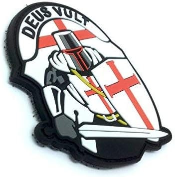 Crusader 'DEUS VULT' Knights Templar Airsoft Paintball PVC Morale Patch