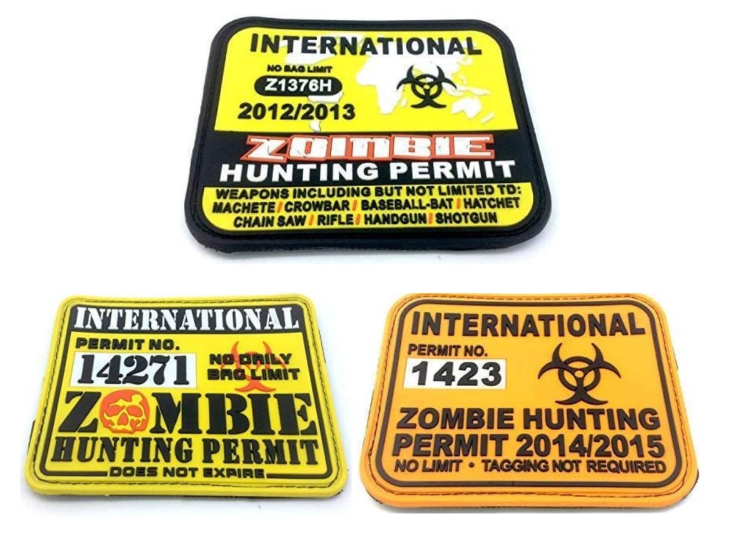 International Zombie Hunting Permit No Limit Airsoft PVC Morale Cosplay Patch