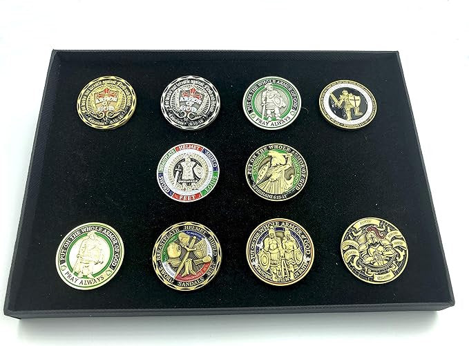 10 Pack Collection Put on the Full Armor of God Masonic Mason Cosplay Metal Pin Badge Brooch in Gift Box